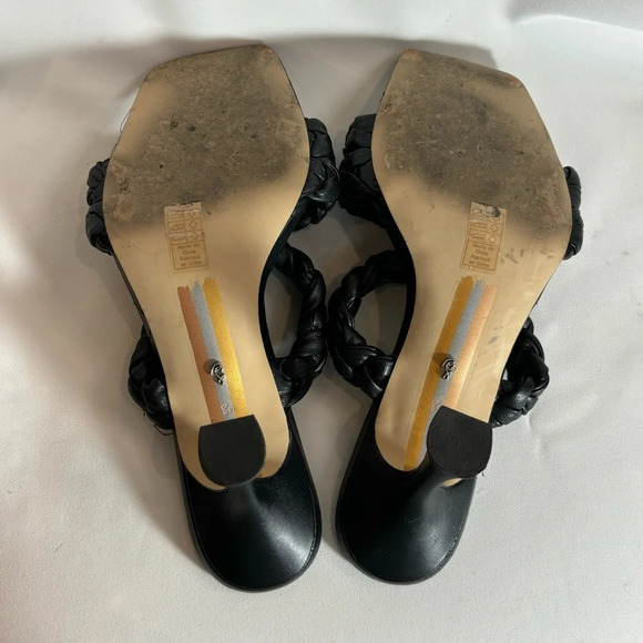 SAM EDELMAN SZ 8.5 Heels Slip on Mules Square Toe Braided Vegan Leather Sandals - Picture 9 of 11